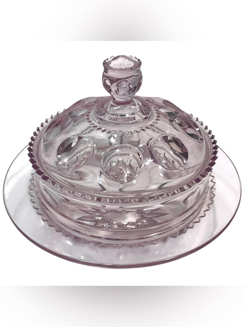 Antique 1890s XLCR by Adams Company Butter Dish Excelsior Kings Crown Thumbprint